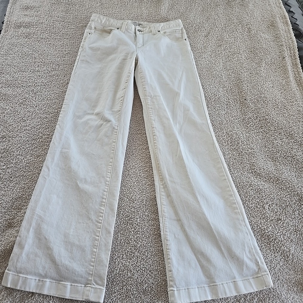 LL Bean Wide-leg White Denim Jeans Women's Size 8 Coastal Preppy Festival‎
